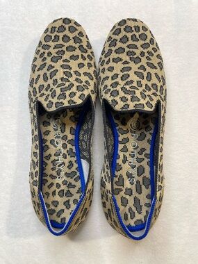 Rothy's Leopard Print Knit Slip-On Flats in Tan and Black WOMENS SIZE 7.5